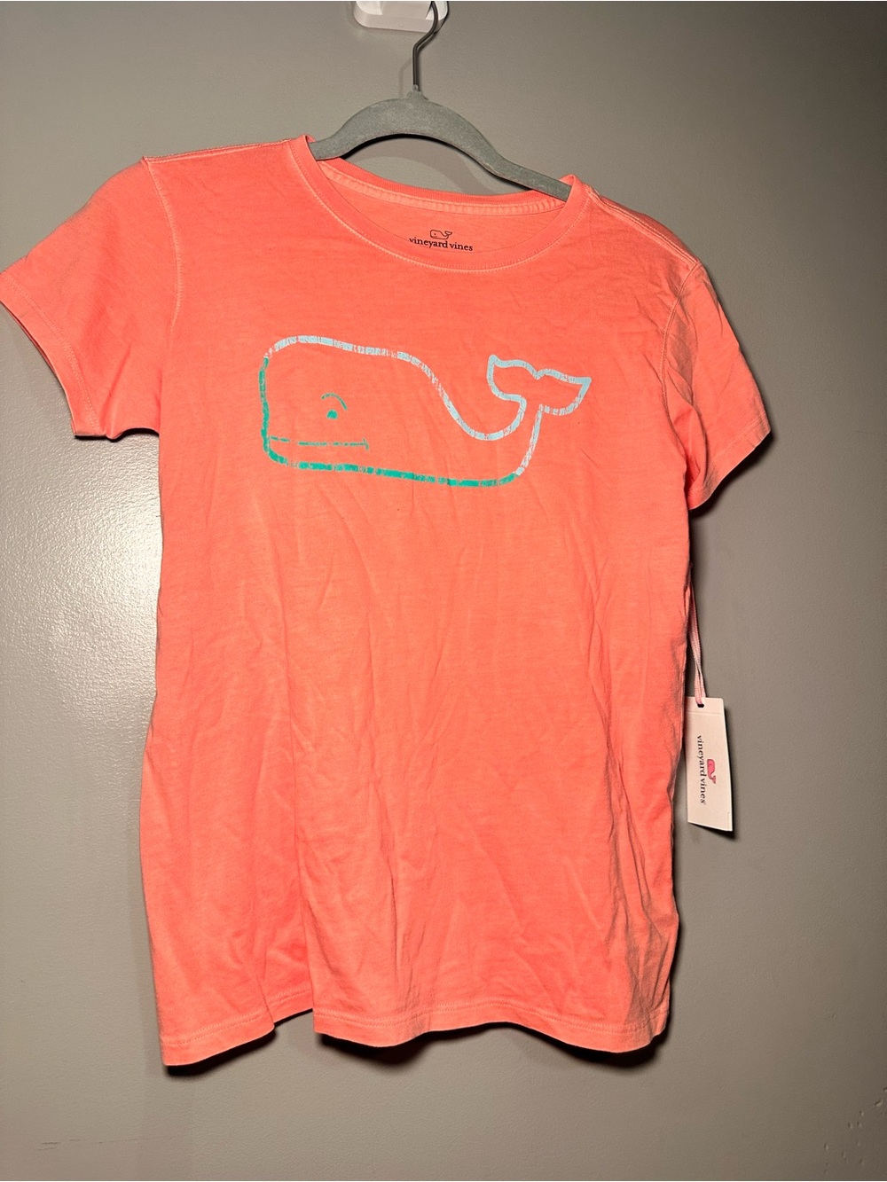 Vineyard Vines Coral Short Sleeve Tee with Whale Graphic